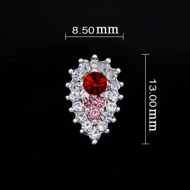 Medium Crystal/red/pink Teardrop Nail Jewellery