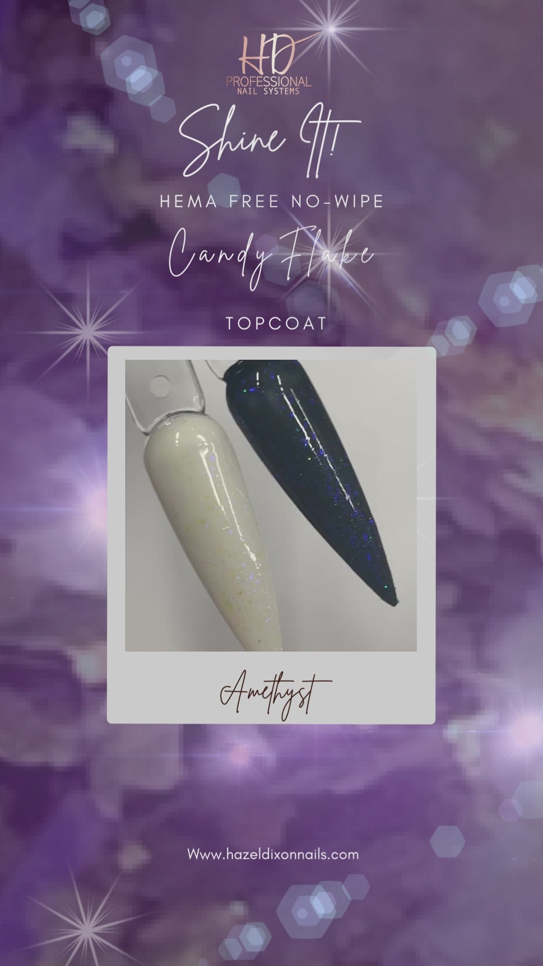 Shine It ! HEMA FREE - No Wipe Candy Flake Top Coat - Amethyst