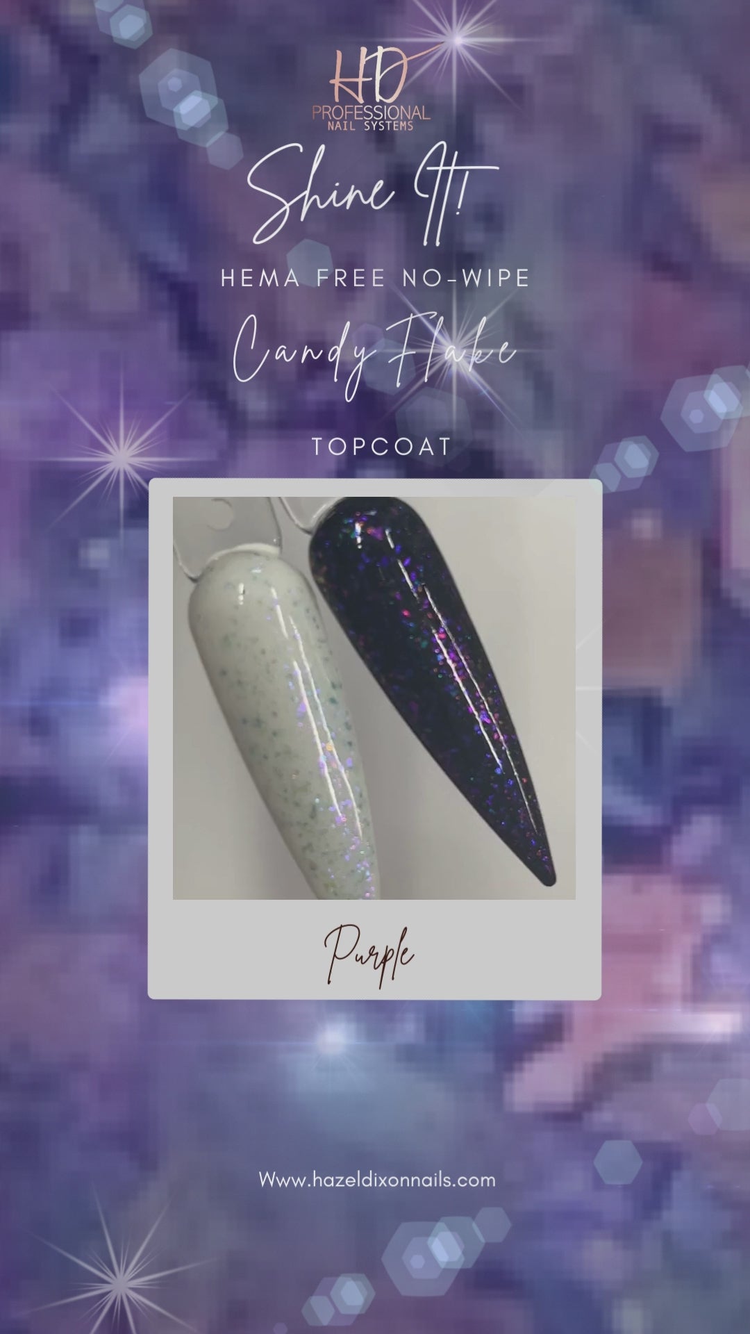Shine It ! HEMA FREE - No Wipe Candy Flake Top Coat - Purple