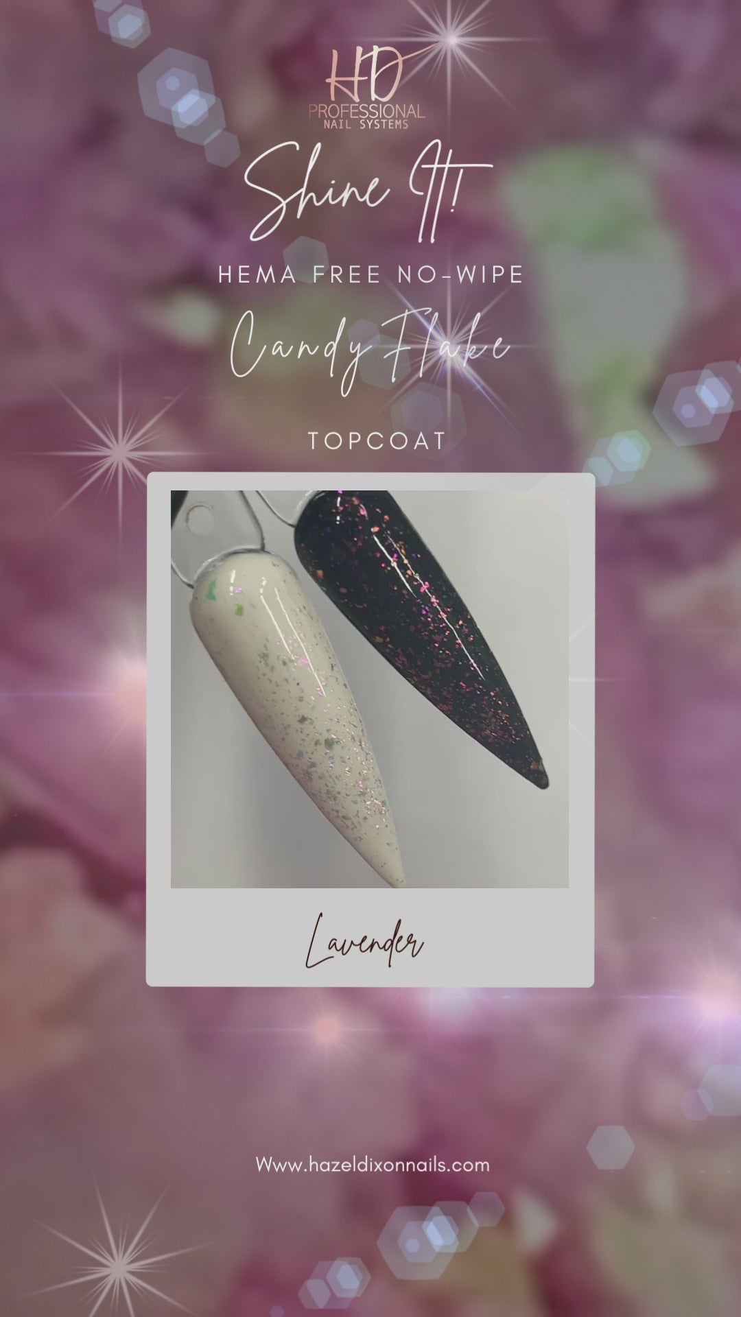 Shine It ! HEMA FREE - No Wipe Candy Flake Top Coat - Lavender
