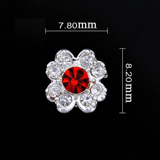 Small Red/crystal Flower Nail Jewellery