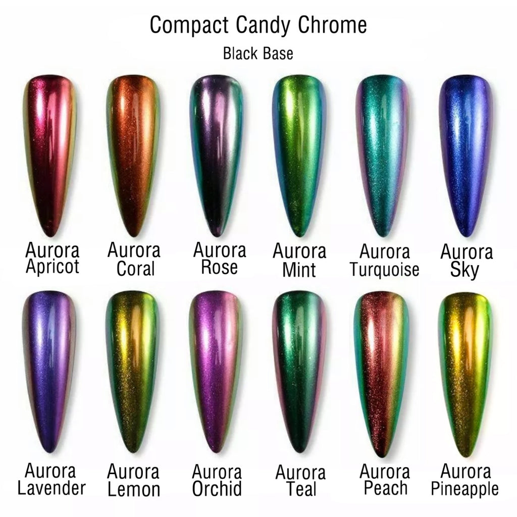 Candy Compact Chrome Powder - Aurora Rose