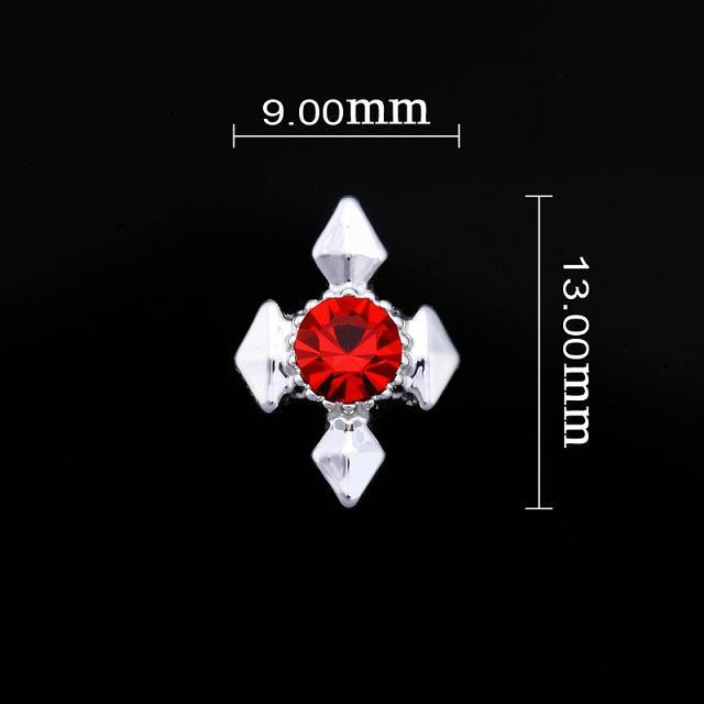 Diamond Cross Red Nail Jewellery