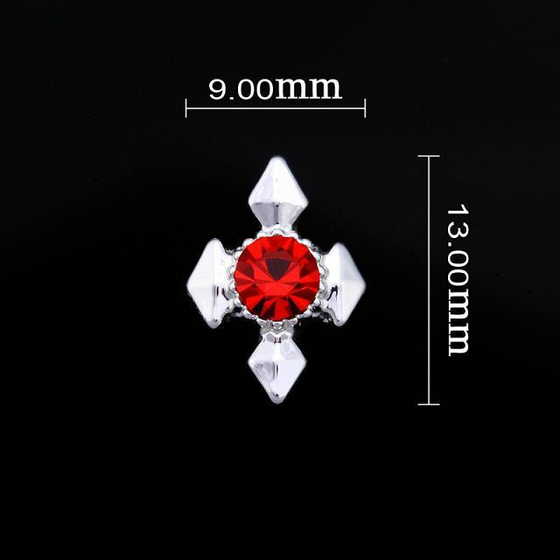 Diamond Cross Red Nail Jewellery