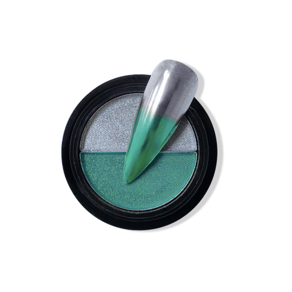 Duo Compact Chrome Powder - Aqua & Silver