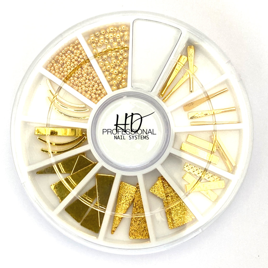 Metal Nail Art - Multi Shapes - GOLD