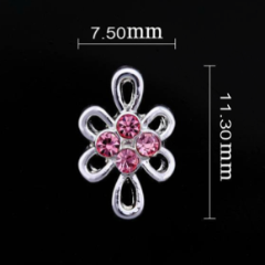 Small Pink Crystal Flower Nail Jewllery